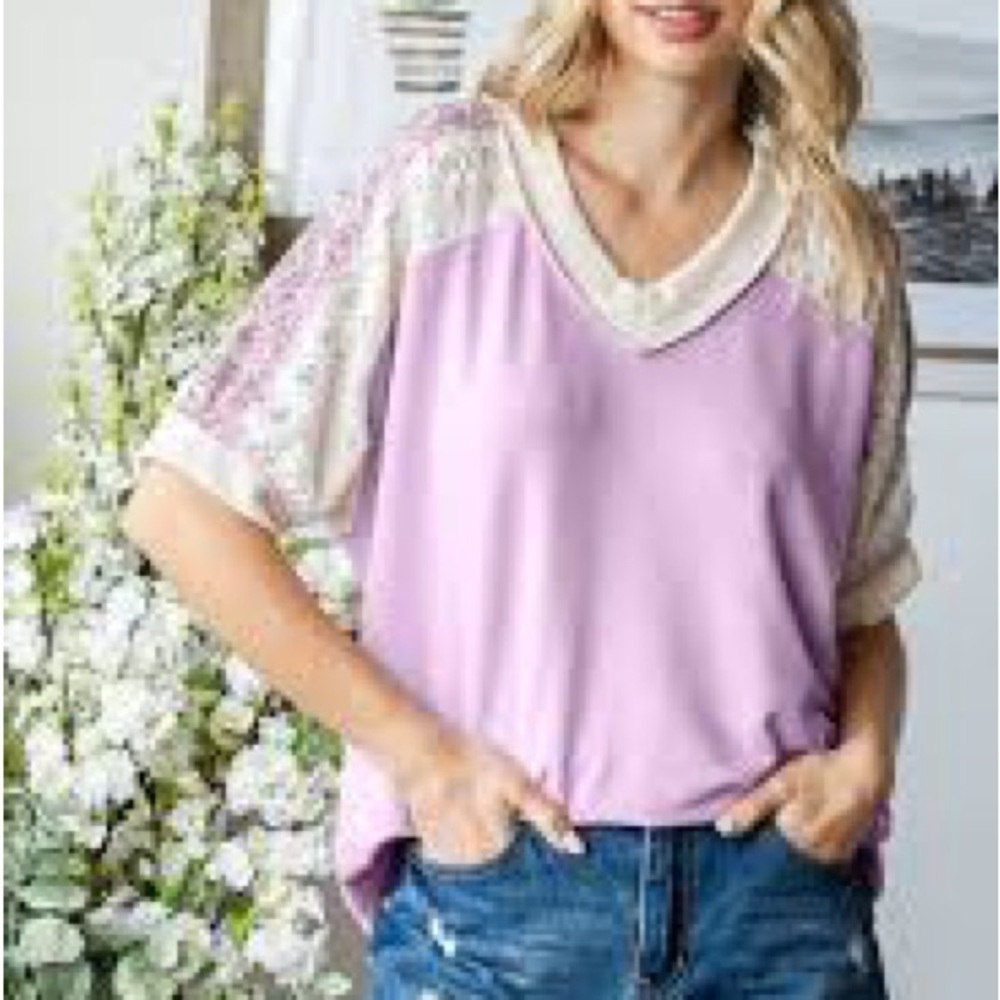 Jodifl thermal oversized 3/4 sleeve boho top size large